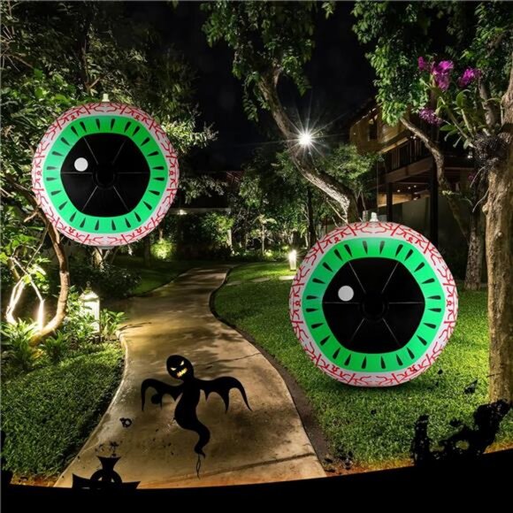 2 Pack Halloween Inflatable Large Eyeball Decoration 24'' Giant Blow up - Picture 2 of 7